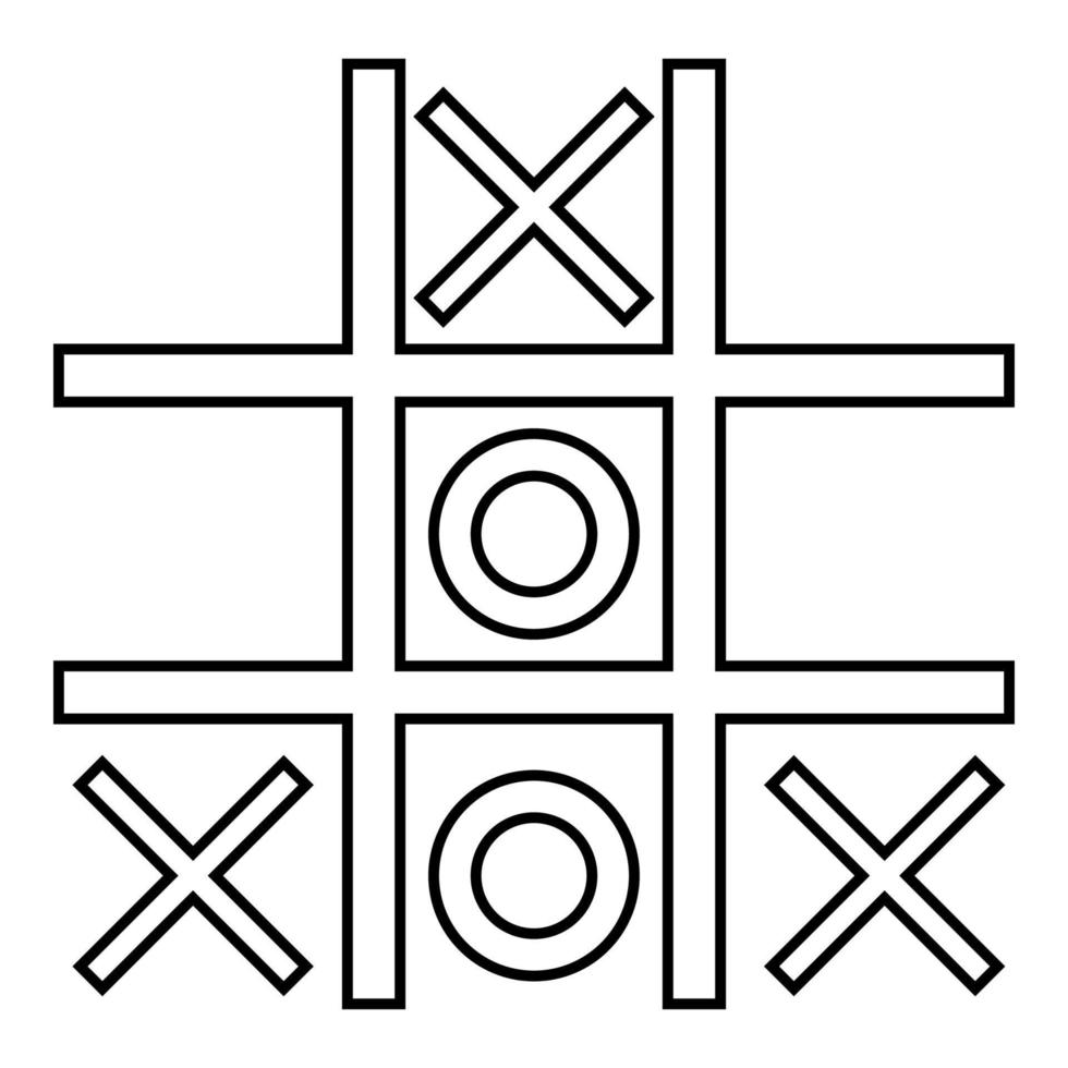 icono del juego tic tac toe ilustración en color negro estilo plano imagen simple vector