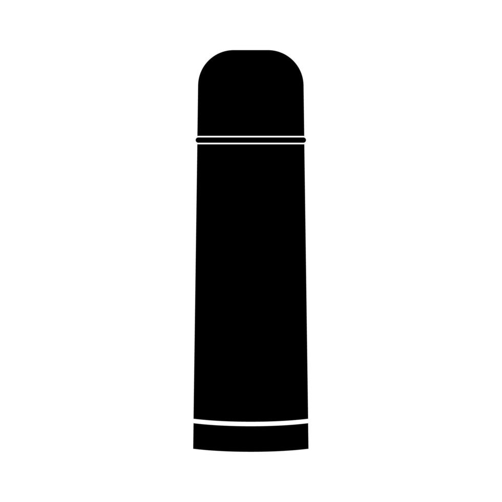 Thermos or vacuum flask it is black icon . vector