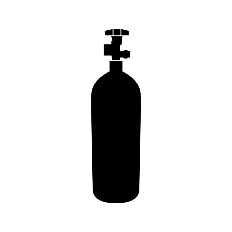 icono de color negro del cilindro de gas propano. vector
