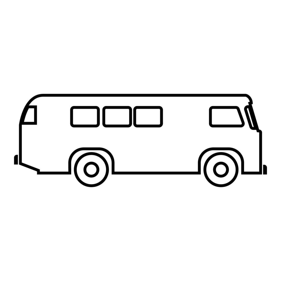 Retro bus icon black color illustration flat style simple image vector