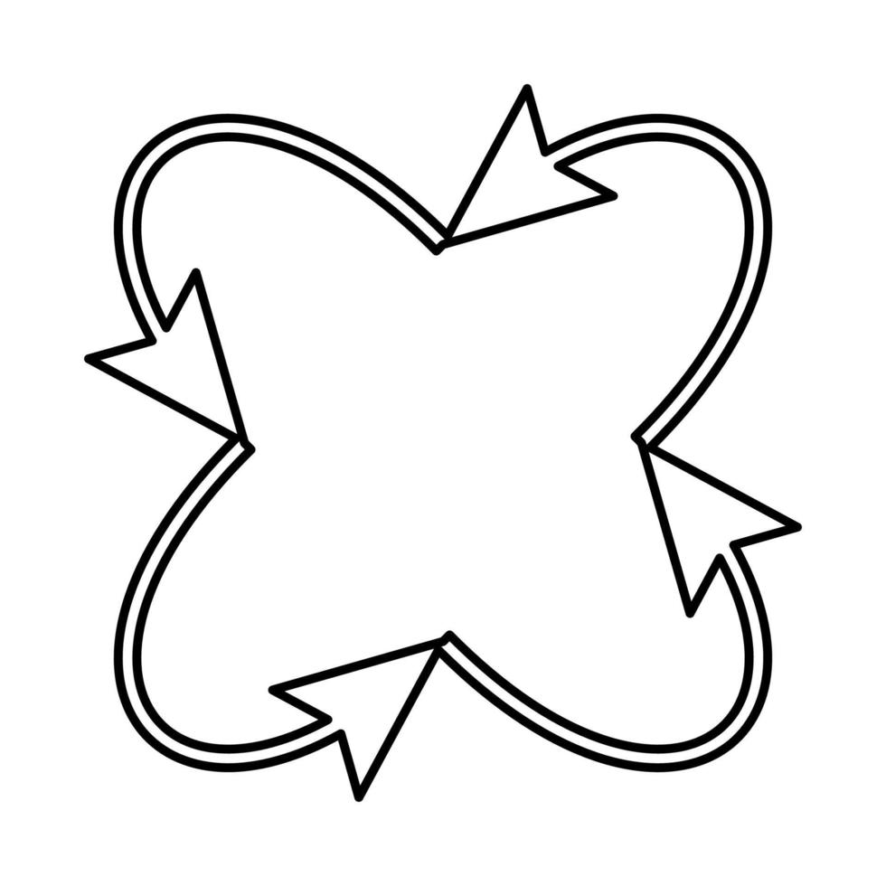 cuatro flechas en bucle dentro y desde el icono central. vector