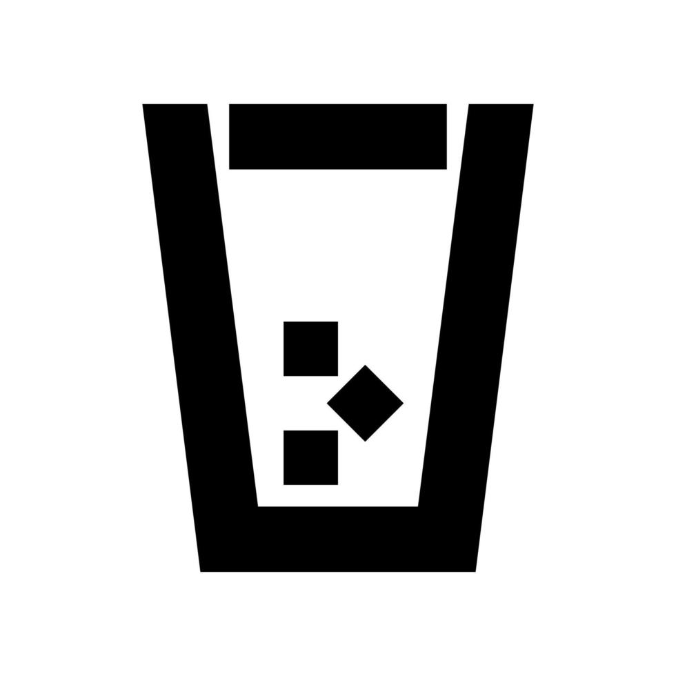 vaso con hielo es icono negro. vector