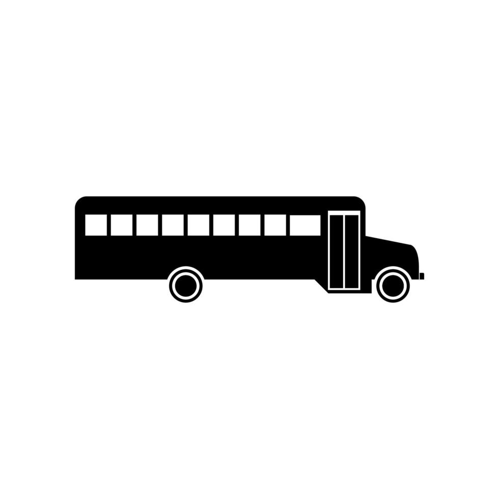 autobús escolar es icono negro. vector