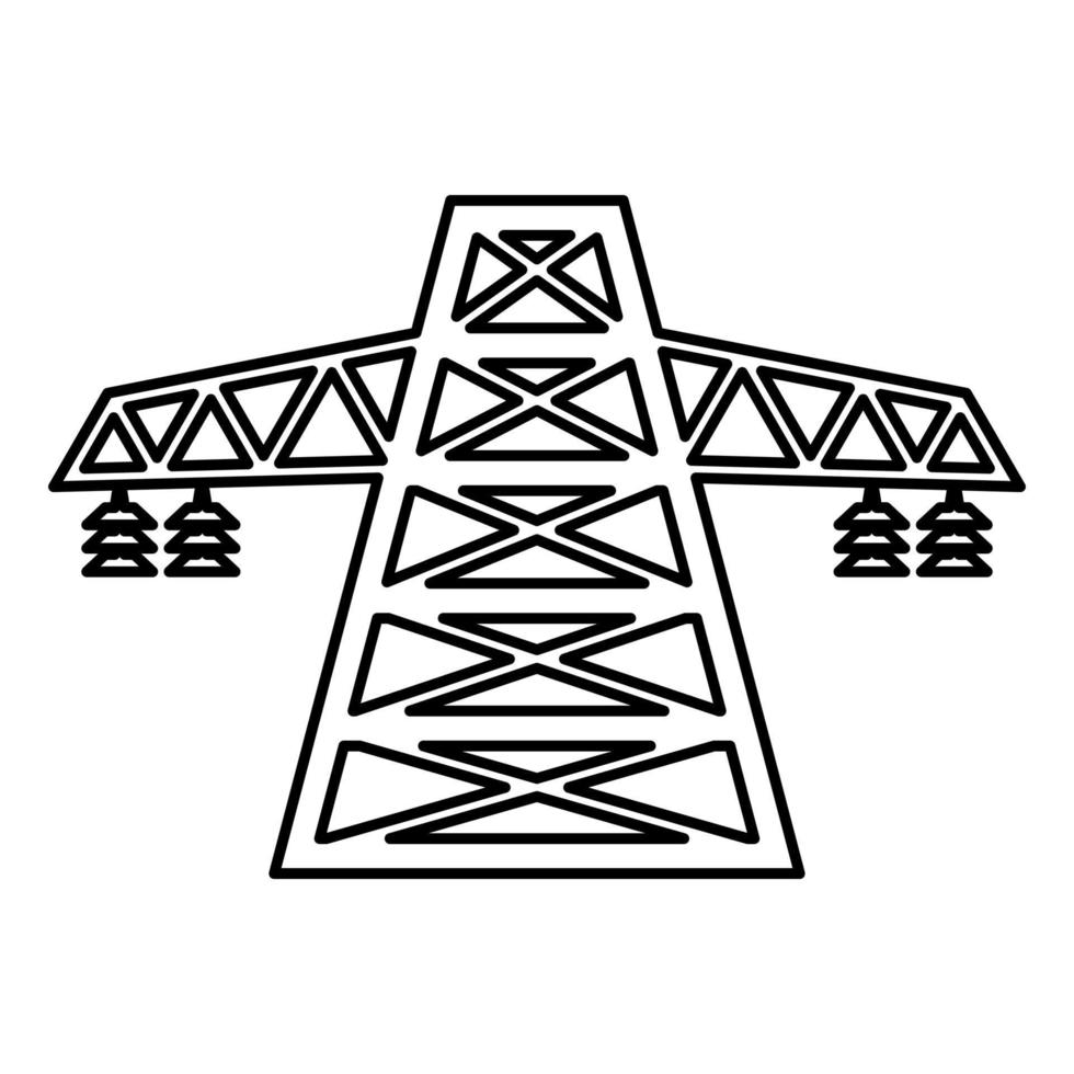 Electric pole post high voltage set line icon black color illustration flat style simple image vector