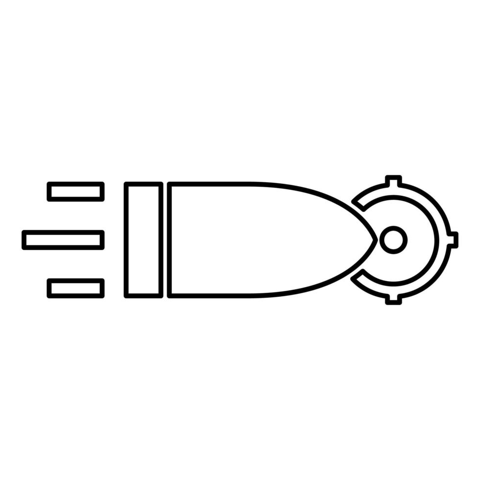 Bullet flying to target icon black color illustration flat style simple image vector