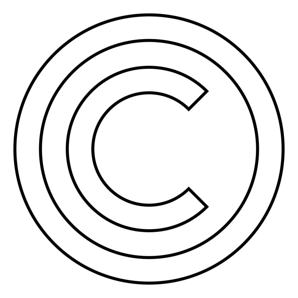 símbolo de copyright icono color negro ilustración estilo plano imagen simple vector