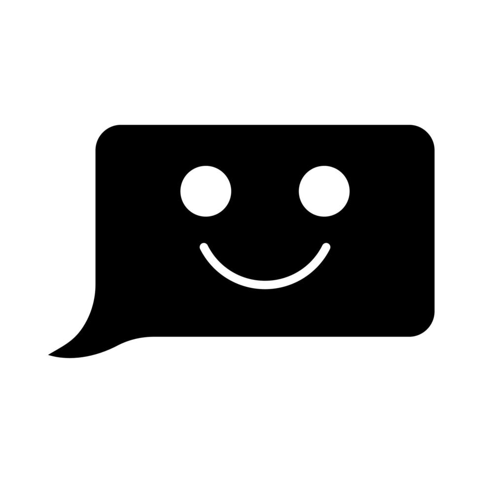 comentario sonrisa mensaje es icono negro. vector
