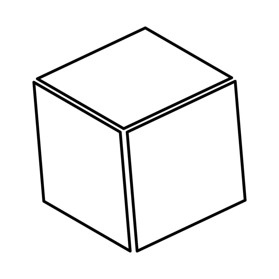 Cube it is black icon . vector