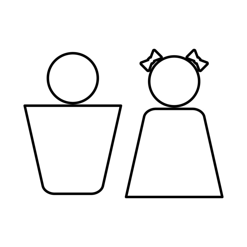 Boy and girl it is black icon . vector