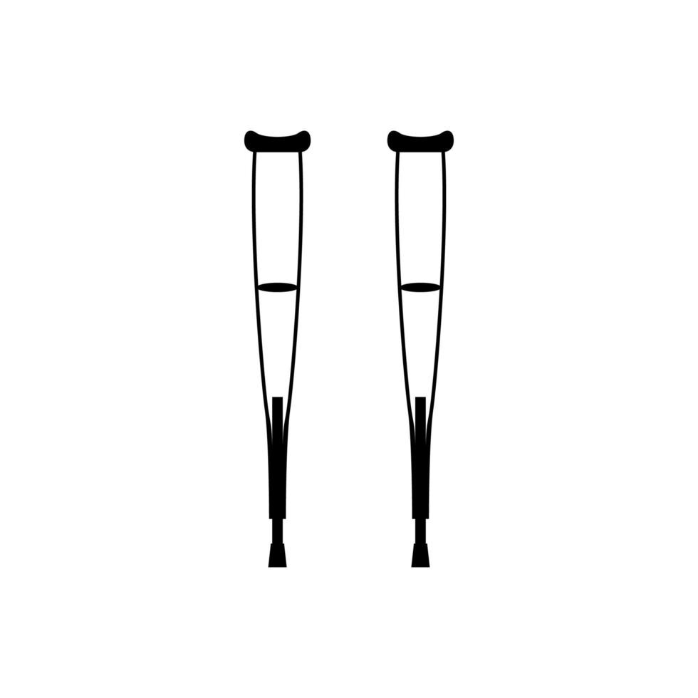 Pair of crutches it is black icon . vector