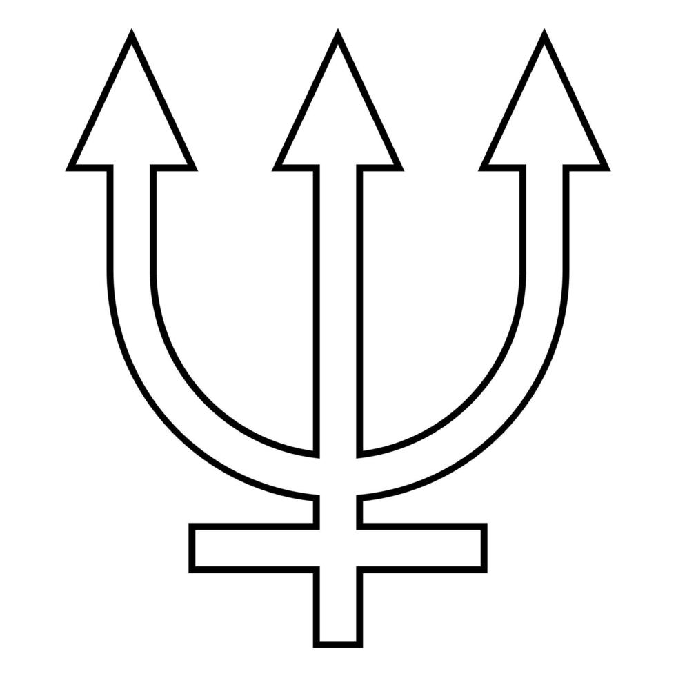símbolo de neptuno icono color negro ilustración estilo plano imagen simple vector