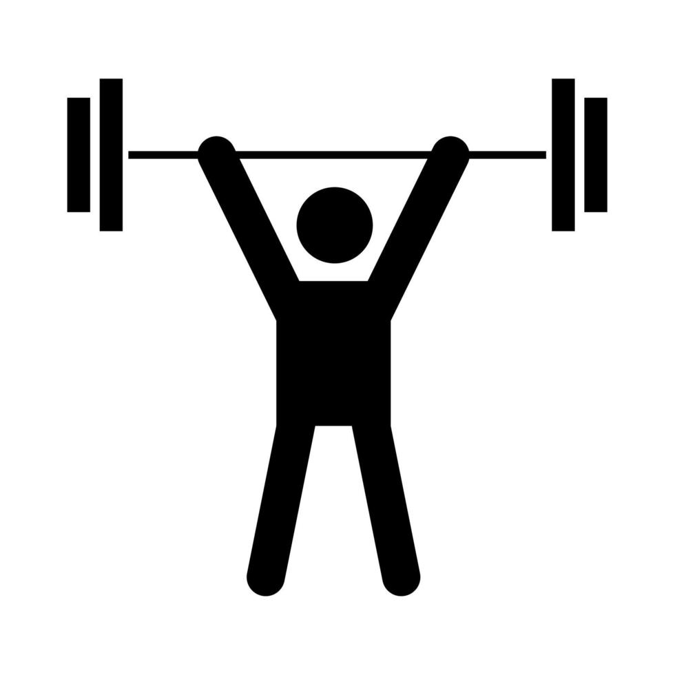 Man uping weight it is black icon . vector