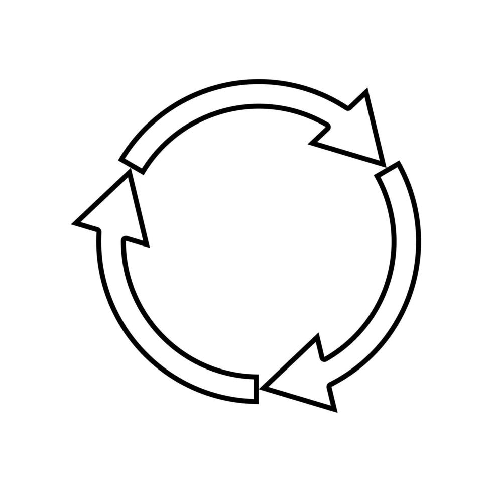 Three circle arrows it is black icon . vector