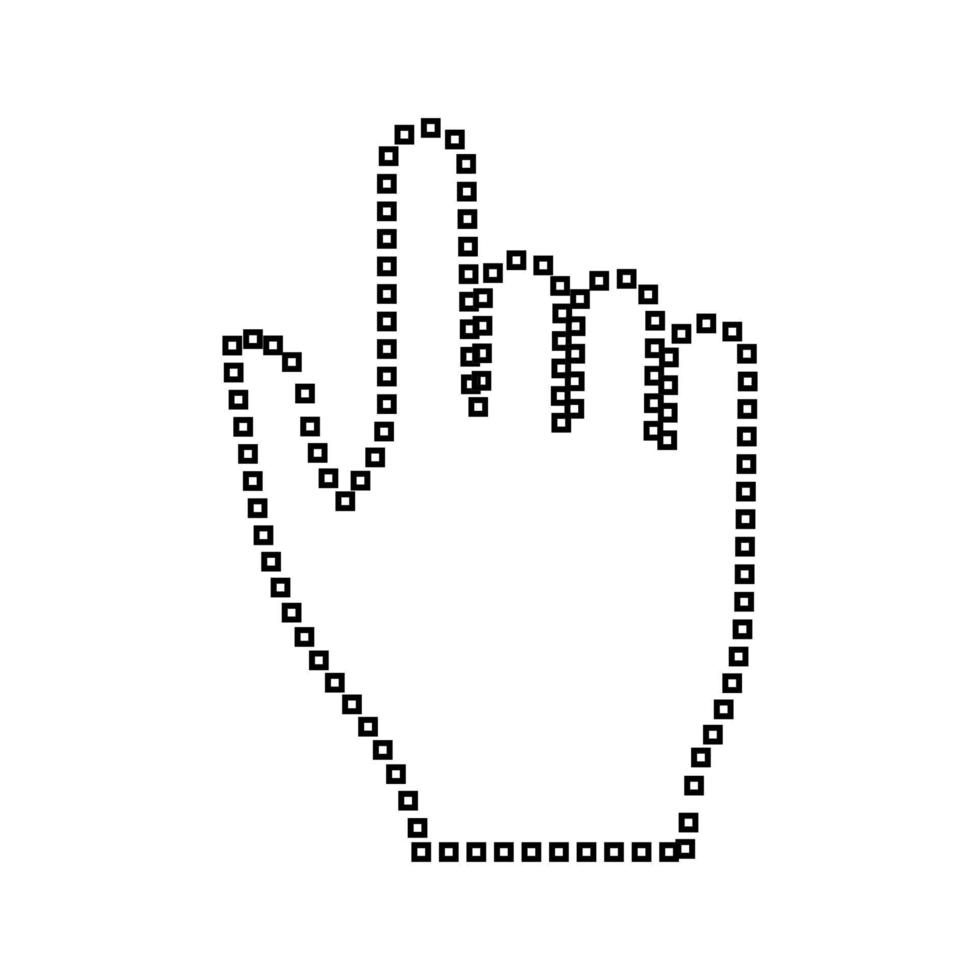 mano de píxel es icono negro. vector