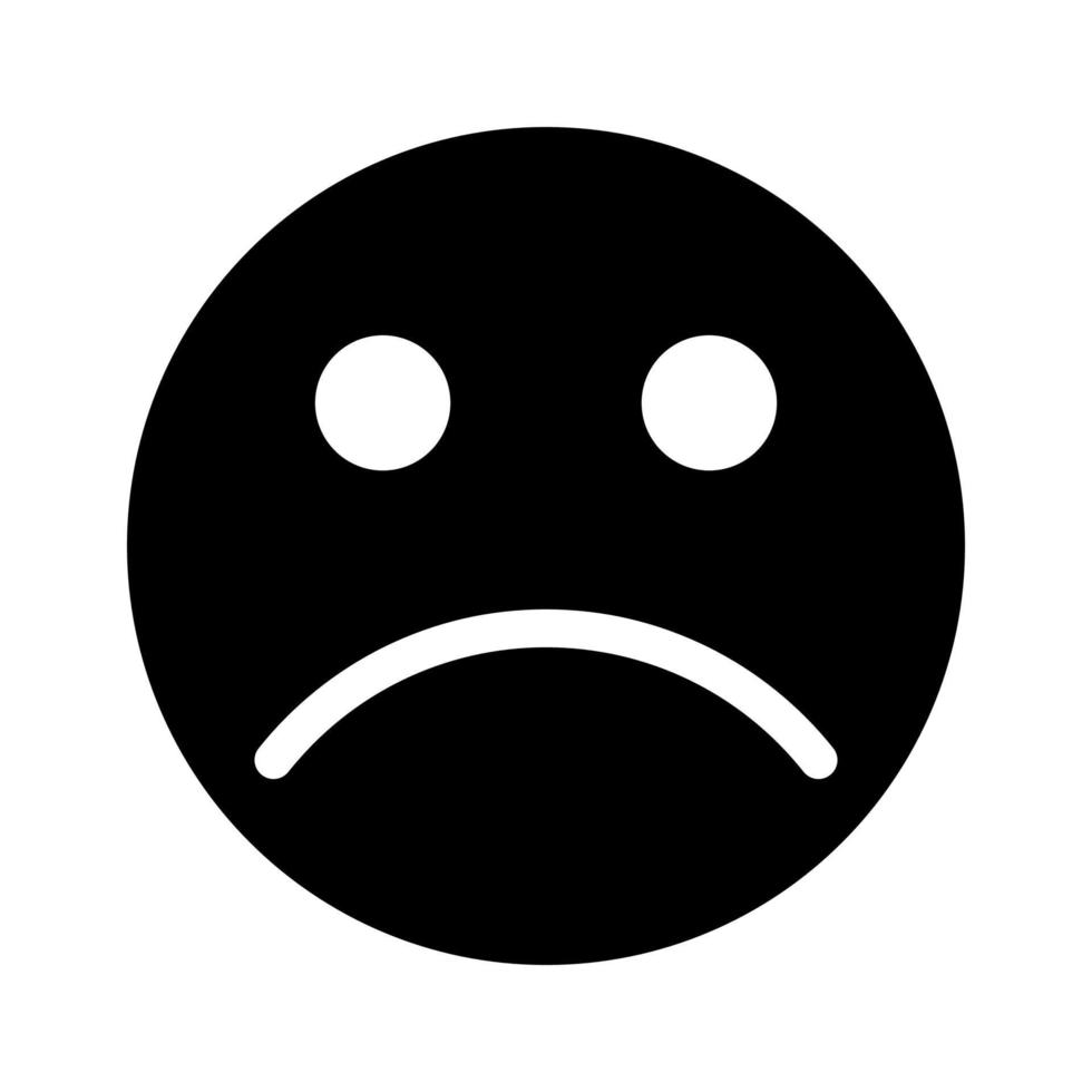 icono de color negro emoticono triste. vector
