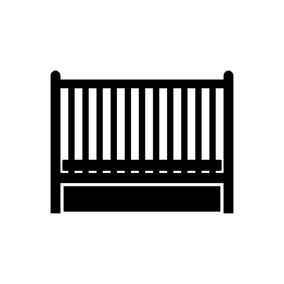 Baby bed black color icon . vector