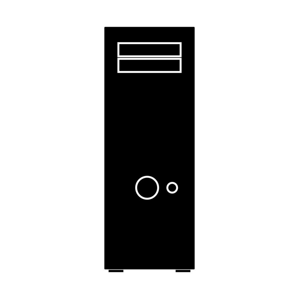 caja de la computadora o icono de color negro de la unidad del sistema. vector