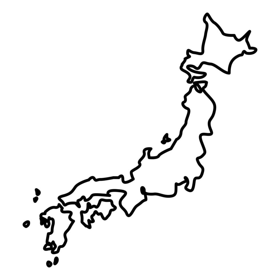 mapa de japon icono color negro ilustración estilo plano imagen simple vector