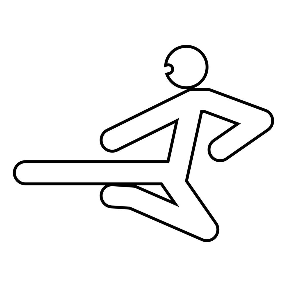 ninja con icono de kick stick ilustración en color negro estilo plano imagen simple vector