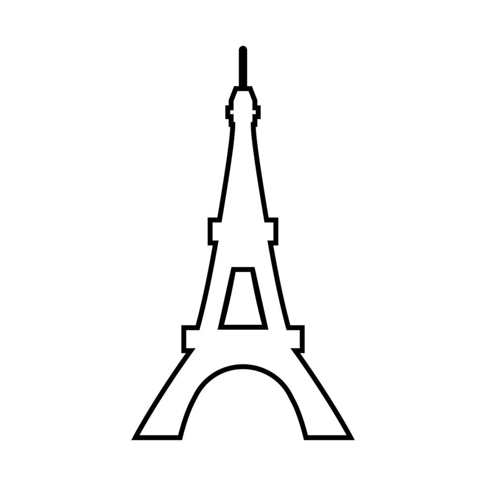 Eiffel Tower black color icon . vector