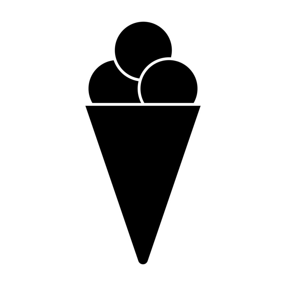 Ice cream cone black color icon . vector