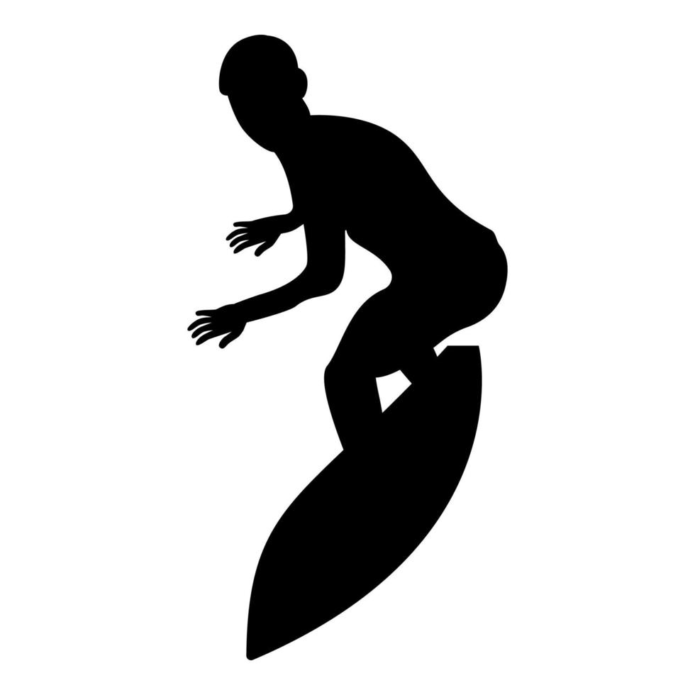 Surfer on surferboard icon black color illustration flat style simple image vector