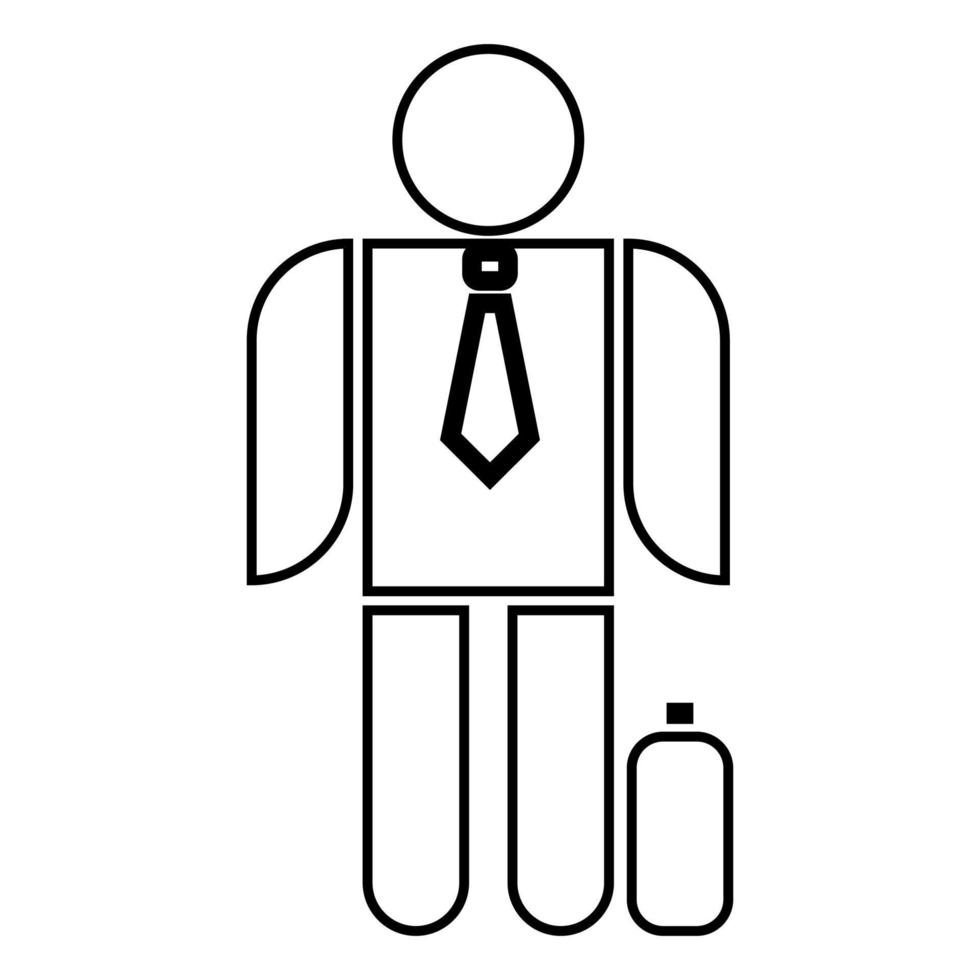 Businessman with case icon black color illustration flat style simple image vector