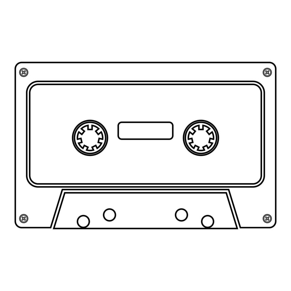 Retro audio cassette icon black color illustration flat style simple image vector