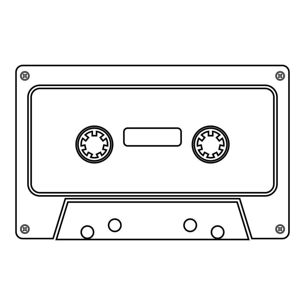 Retro audio cassette icon black color illustration flat style simple image vector