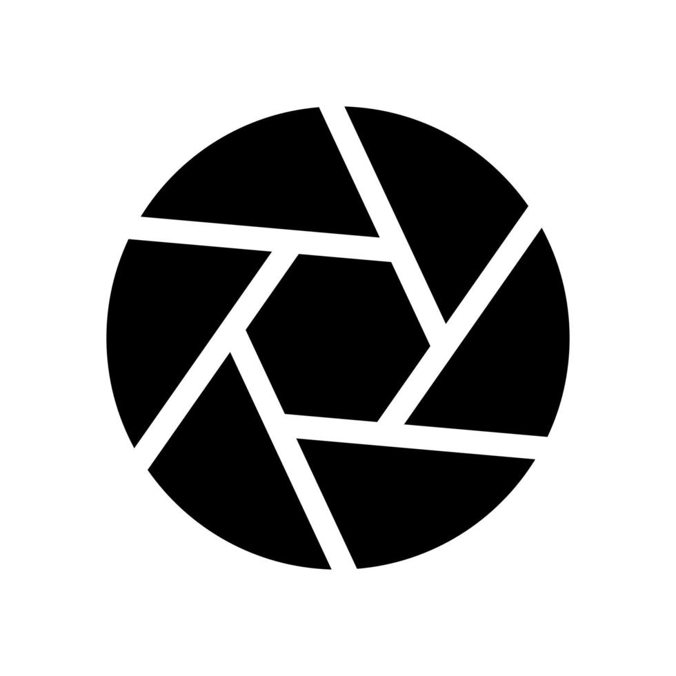Camera lens shutter black color icon . vector