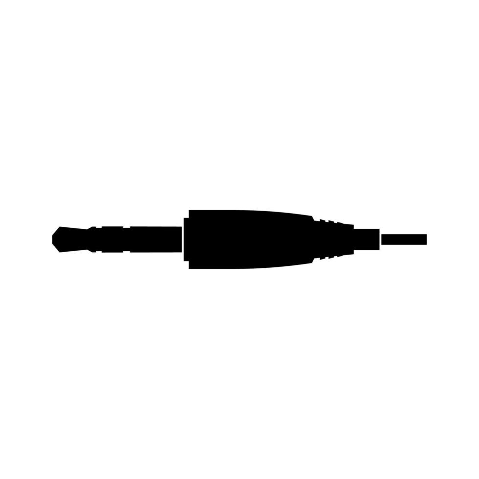 conector de cable de audio de estudio o icono de color negro mini jack . vector