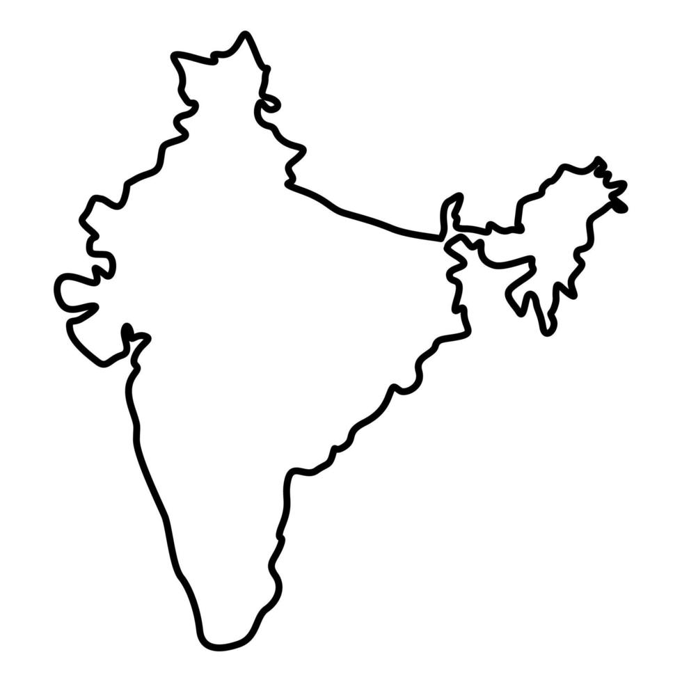 Map of India icon black color illustration flat style simple image vector