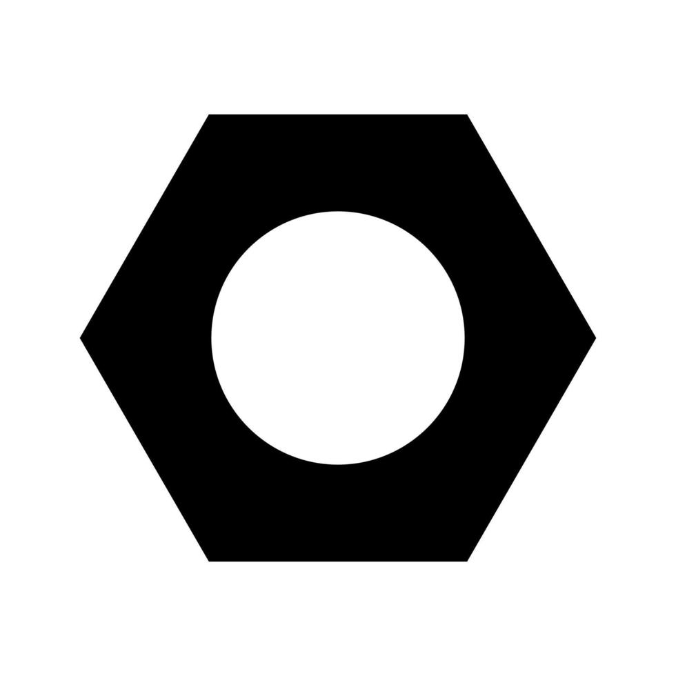 icono de color negro de tuerca hexagonal. vector