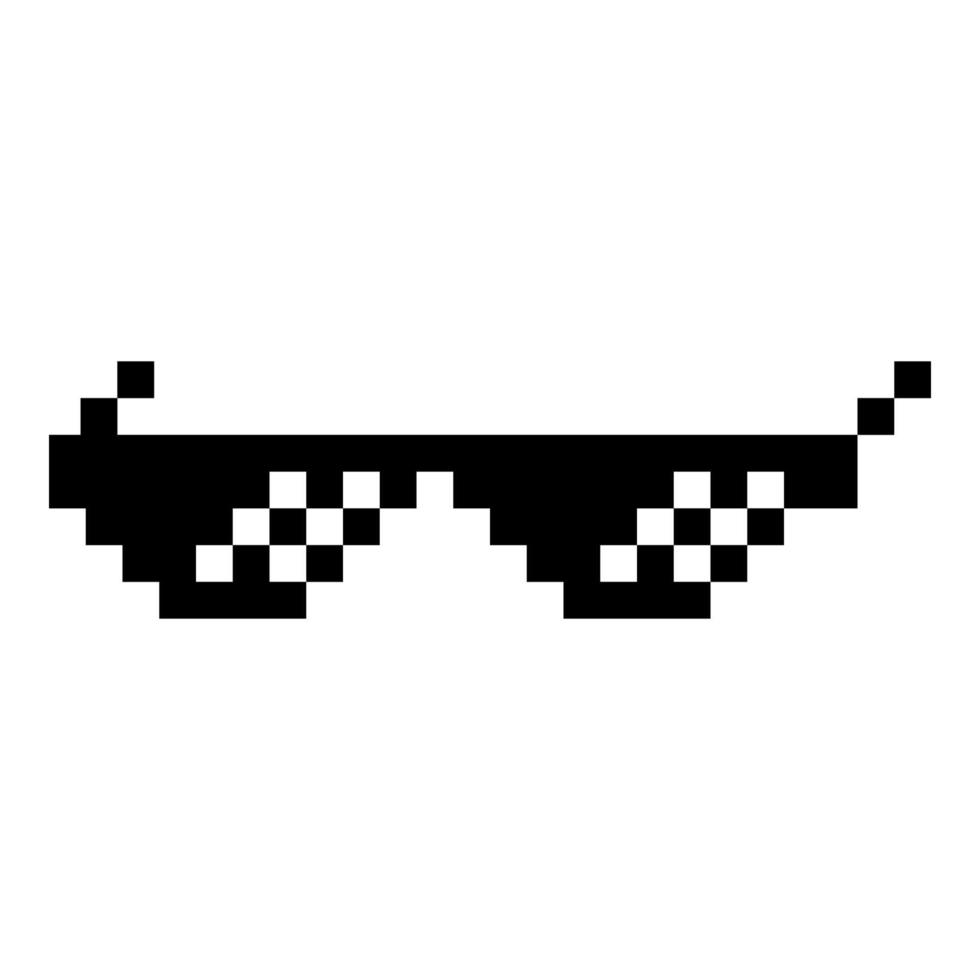 Sun glasses pixel icon black color illustration flat style simple image vector