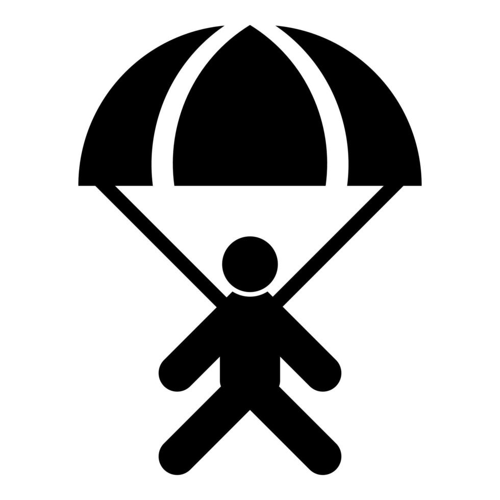 Parachute jumper icon black color illustration flat style simple image vector