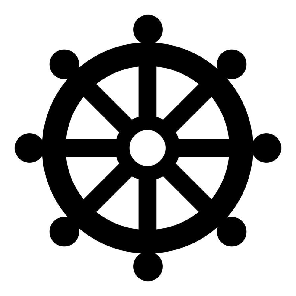 símbolo budismo rueda ley religioso signo icono negro color ilustración plano estilo simple imagen vector