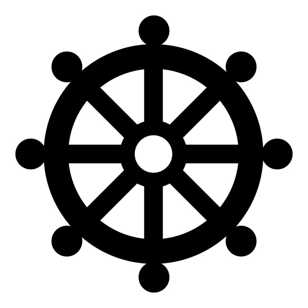Symbol budhism wheel law religious sign icon black color illustration flat style simple image vector