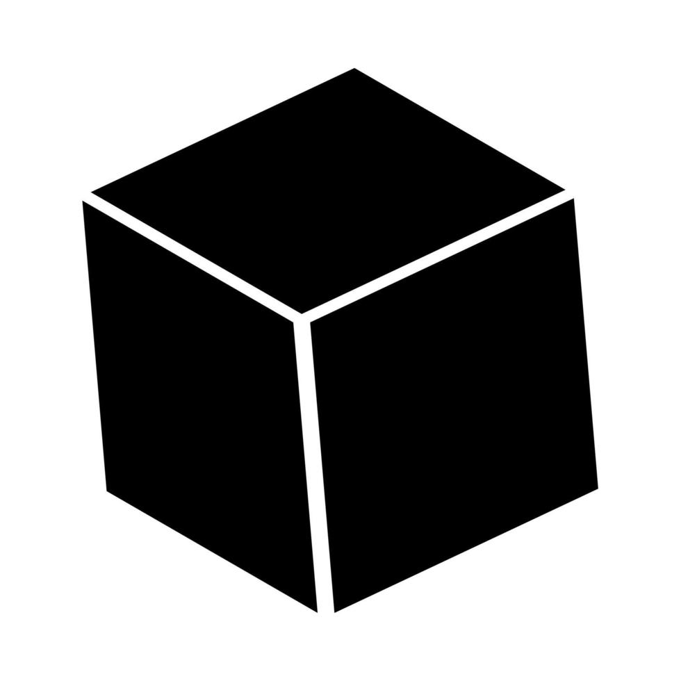 Cube it is black icon . vector