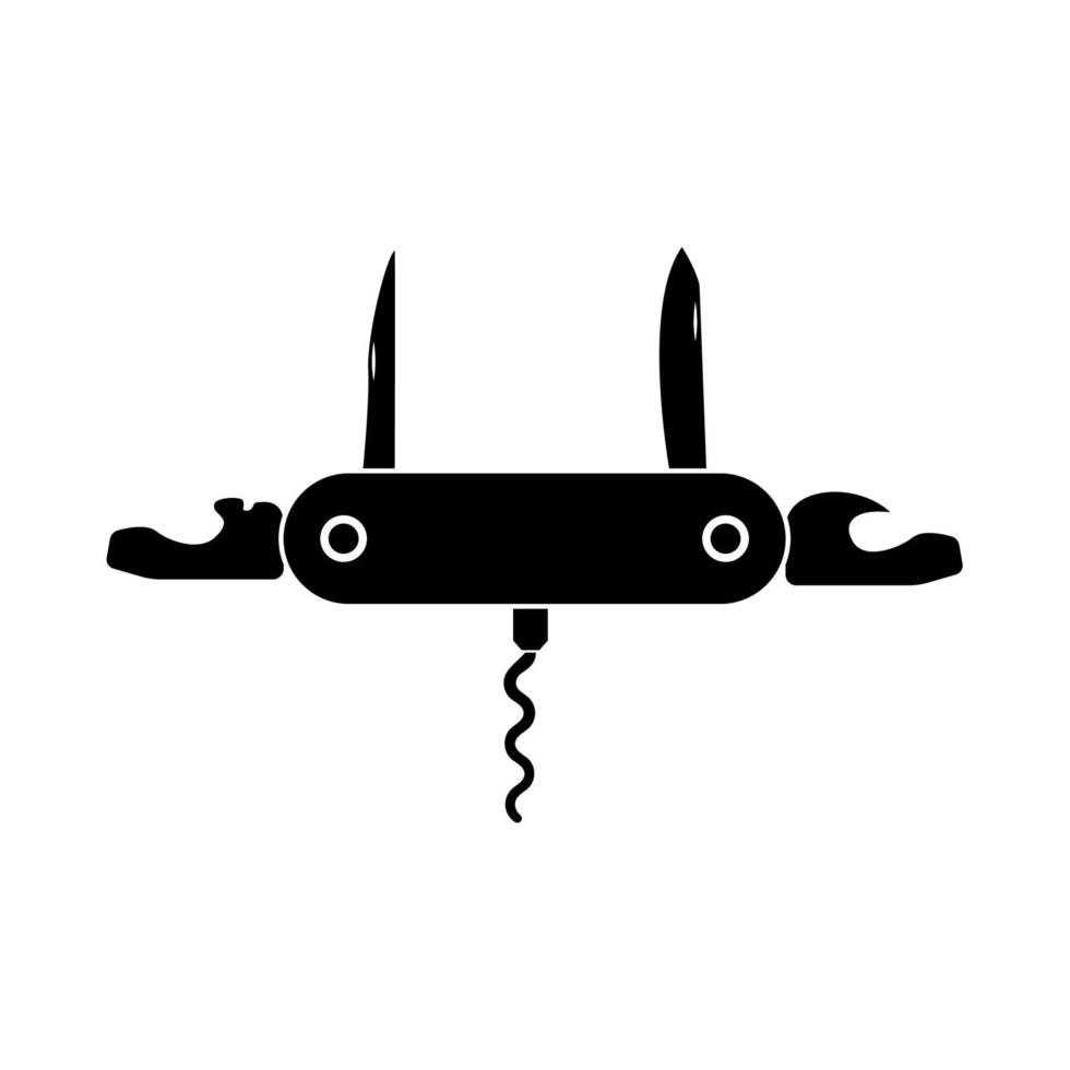 Penknife or pocket knife it is black icon . vector
