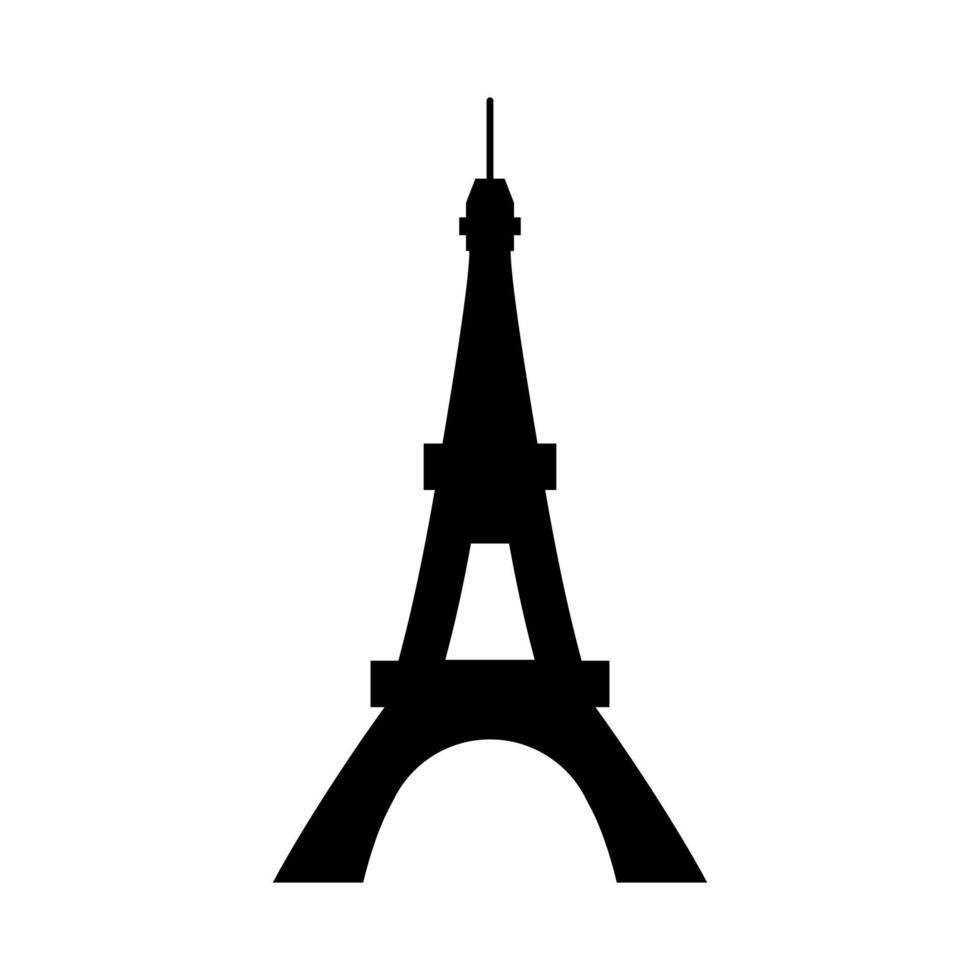 Eiffel Tower black color icon . vector