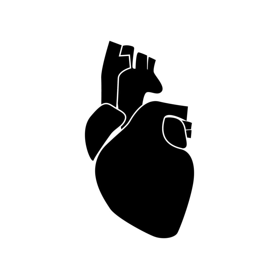 icono de color negro del corazón humano. vector