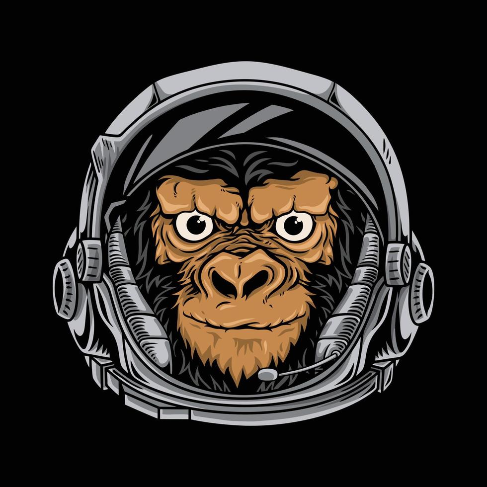 Monkey astronaut illustration premium vector