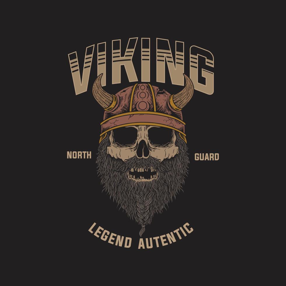 ilustración de calavera con vector premium de traje de vikingo