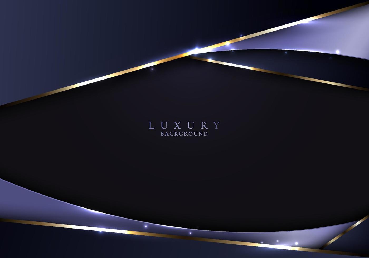 Abstract 3D modern template luxury style blue stripes with golden lines vector