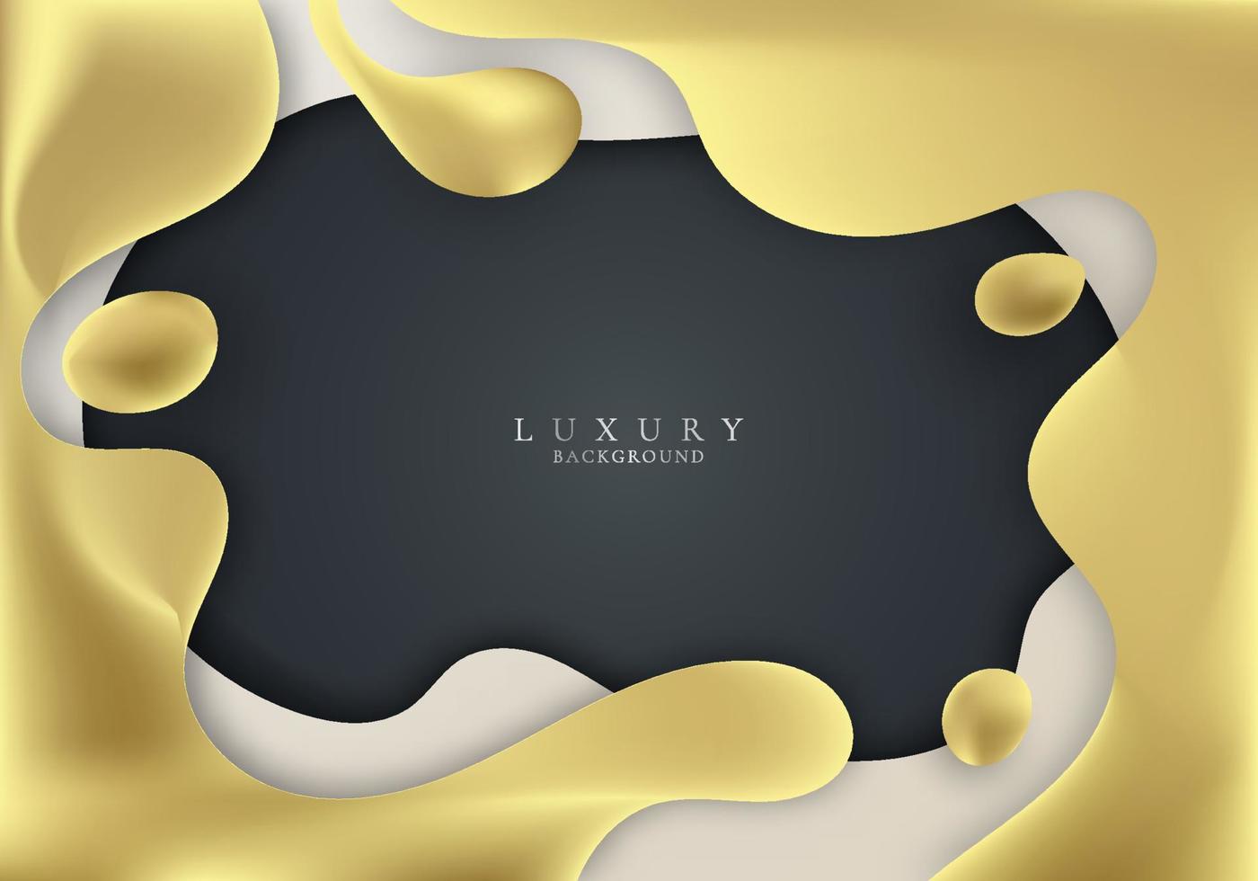 Abstract 3D golden liquid gradient shape on black background luxury style vector