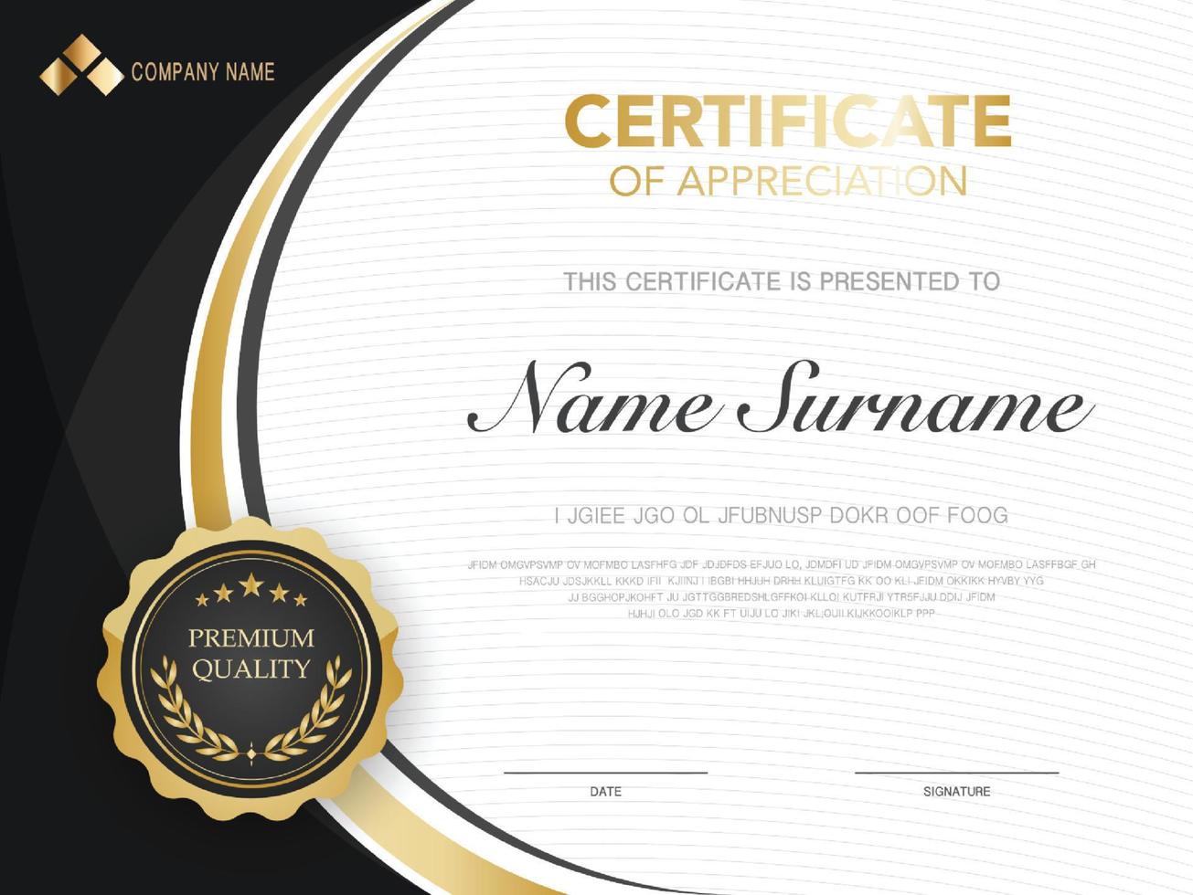 diploma certificate template red and gold color with luxury and modern style vector image, suitable for appreciation.  Vector illustration.