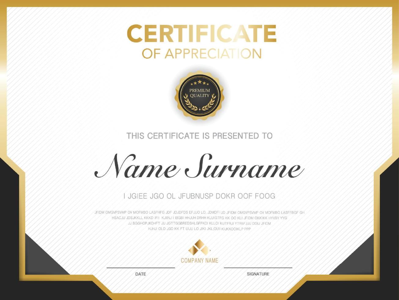 diploma certificate template red and gold color with luxury and modern style vector image, suitable for appreciation.  Vector illustration.