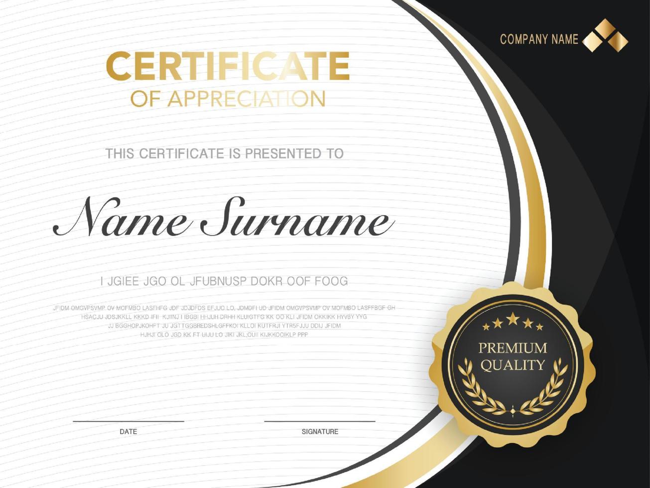 diploma certificate template red and gold color with luxury and modern style vector image, suitable for appreciation.  Vector illustration.