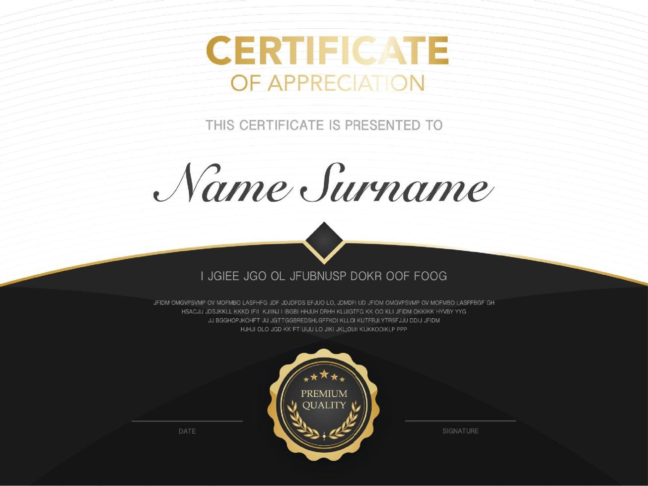 diploma certificate template red and gold color with luxury and modern style vector image, suitable for appreciation.  Vector illustration.