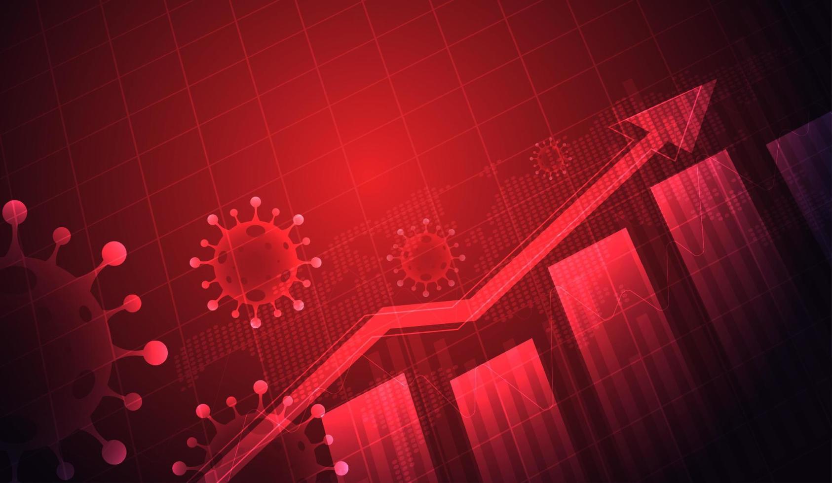 omicron, nueva variante del coronavirus covid19 con alfa, beta, delta y gamma. el gráfico está cayendo de la crisis económica en el efecto del mapa mundial a la depresión económica mundial y la tasa de desempleo vector